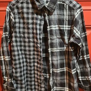 Wonder Nation Black and Gray Checkered Button Down Shirt Boys 14-16 Husky
